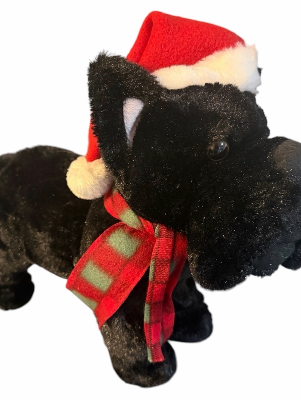 Gemmy Christmas animated Scotty Dog Plush dances singing “Who let The dogs Out”